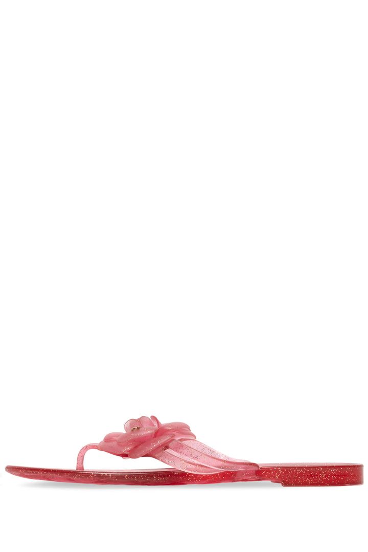 Chanel Size 39 Jelly Camellia Glitter Thong  Sandals