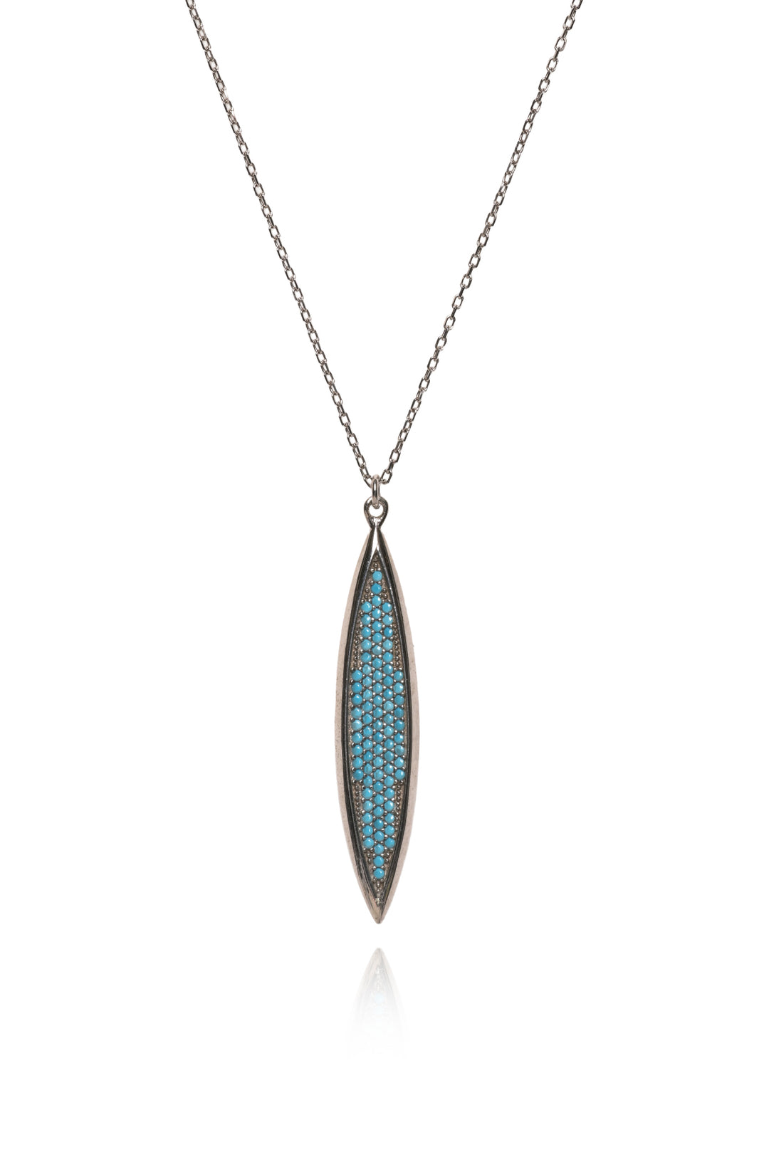 Simply Sublime 18KT Rhodium Plated White Gold Turquoise Eclipse Necklace