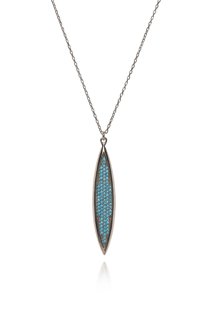 Simply Sublime 18KT Rhodium Plated White Gold Turquoise Eclipse Necklace