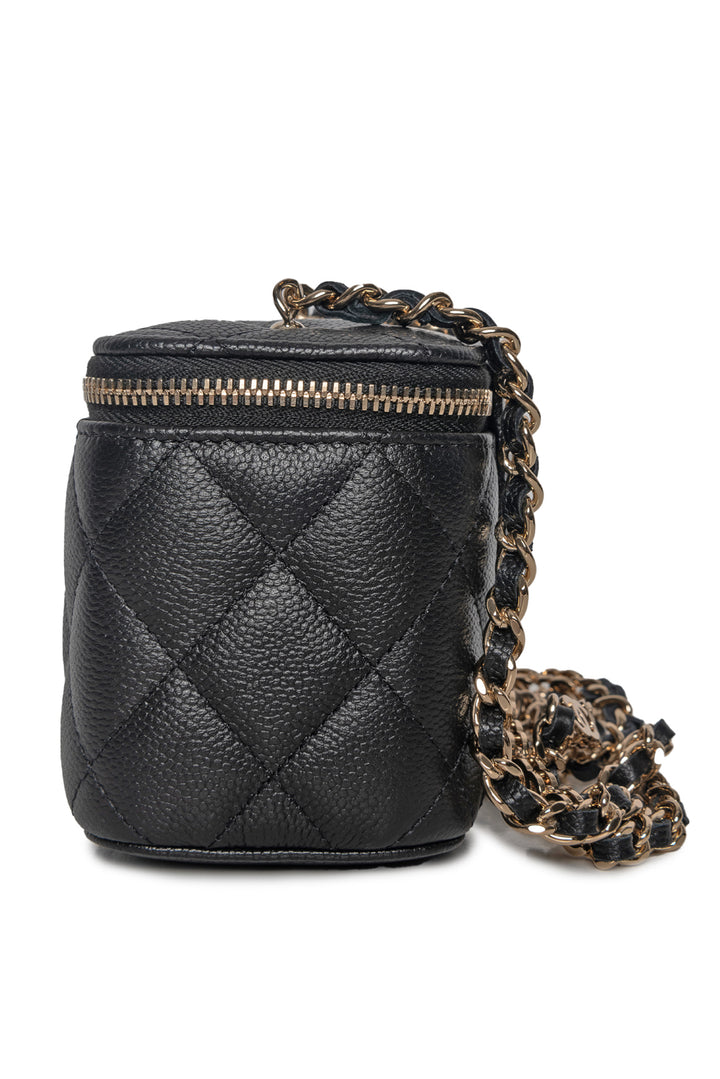 Chanel 2021 Caviar Black Mini Square Vanity Case CC Chain Crossbody