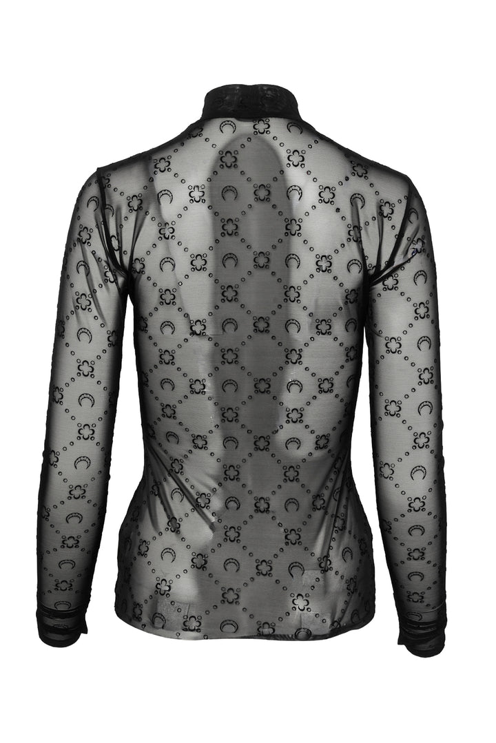 Marine Serre Size S Moonogram-Flocked Mesh Top