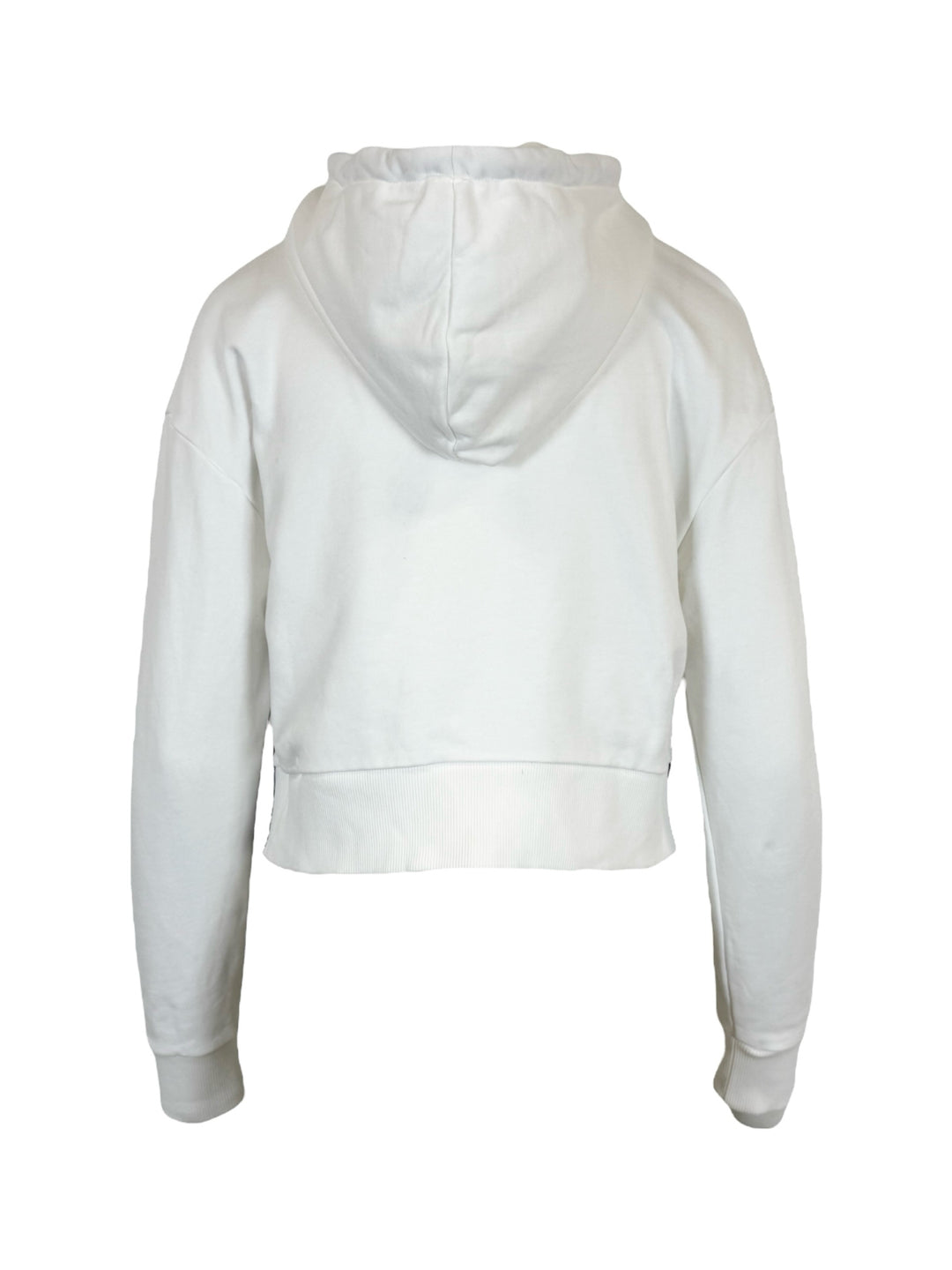 Balmain Size XS Logo Flocked Crop Hoodie