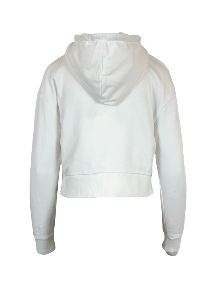 Balmain Size XS Logo Flocked Crop Hoodie