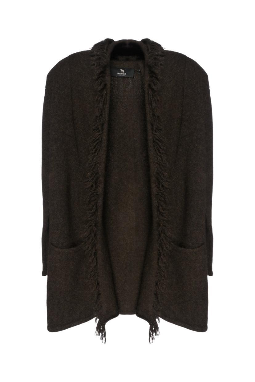 Black Goat Size S Fringed Cashmere Cardigan
