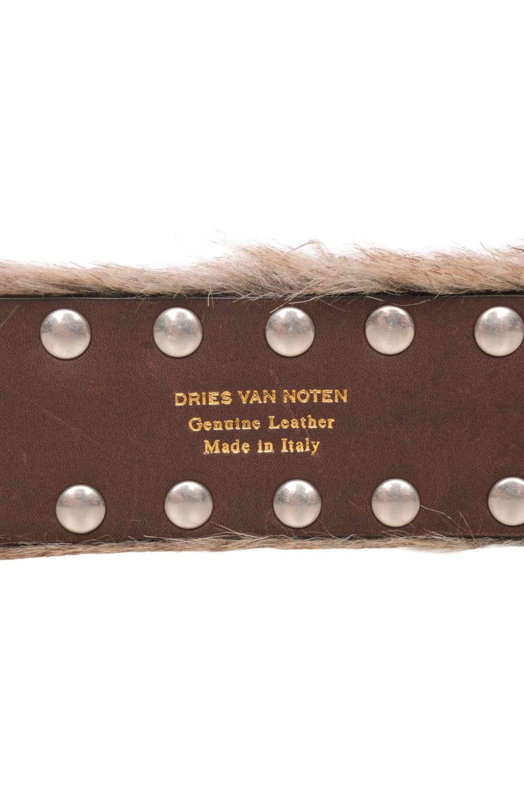 Dries Van Noten Size 33 Fur Studded Leather Belt