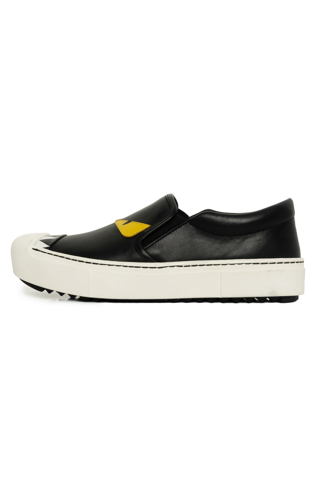 Fendi Size 35 Monster Motif Leather Slip-On Sneaker