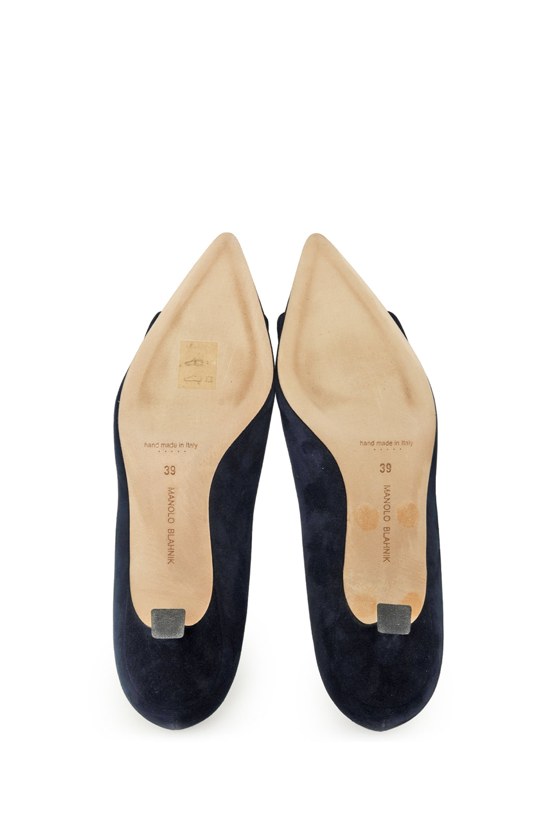 Manolo Blahnik Size 39 Navy Blue Suede Buckle Detail Pumps