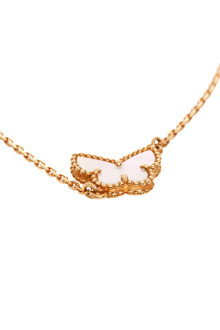 Van Cleef & Arpels 18K Yellow Gold & Mother of Pearl Sweet Butterflies Bracelet