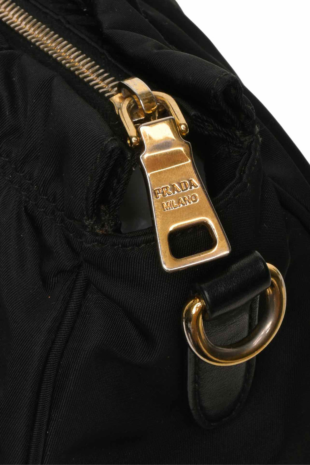 Prada Ruffle Trim Tessuto Nylon Convertible Top Handle Tote