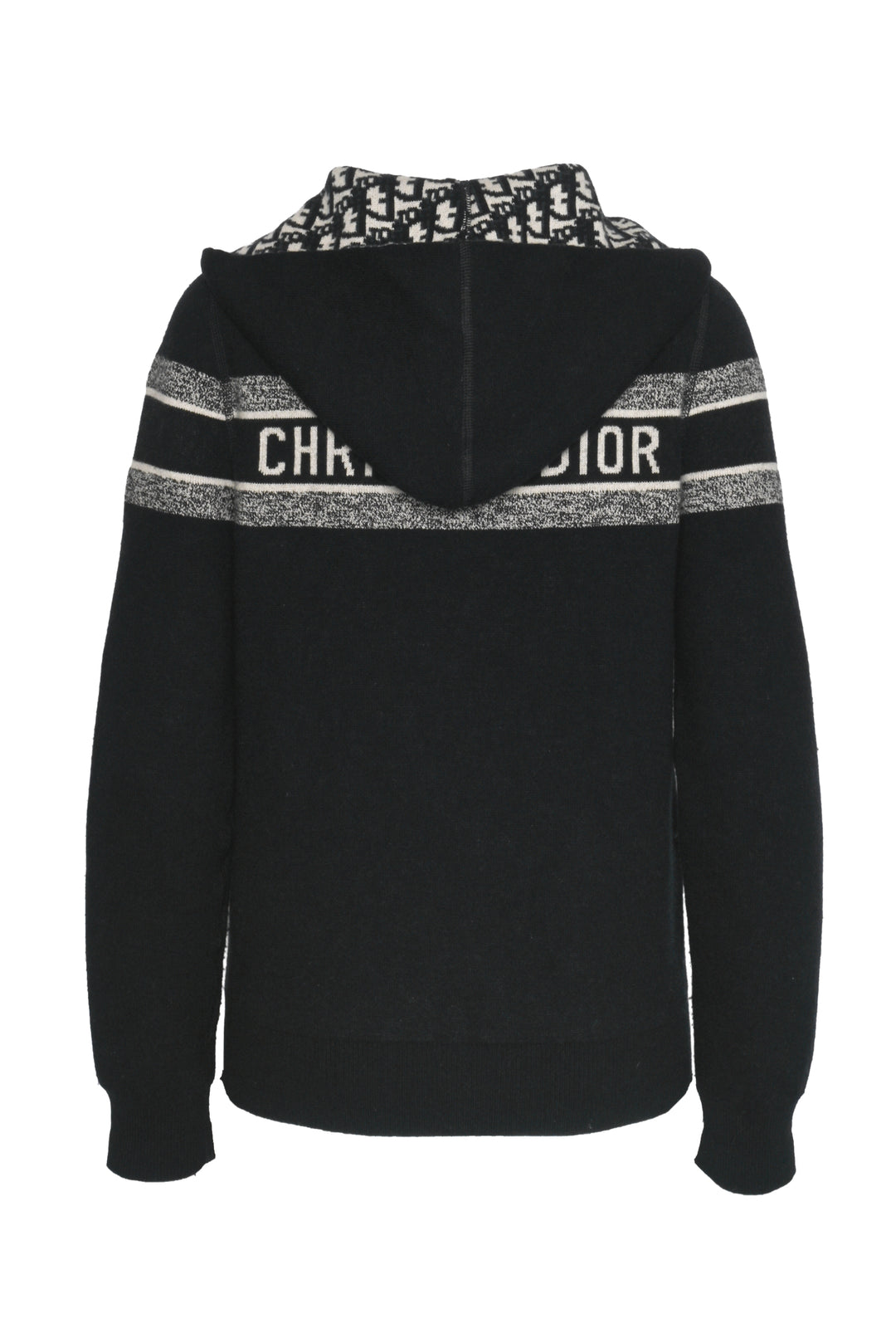Dior Size 4 Cashmere Oblique Motif Reversible Zipper Hooded Cardigan
