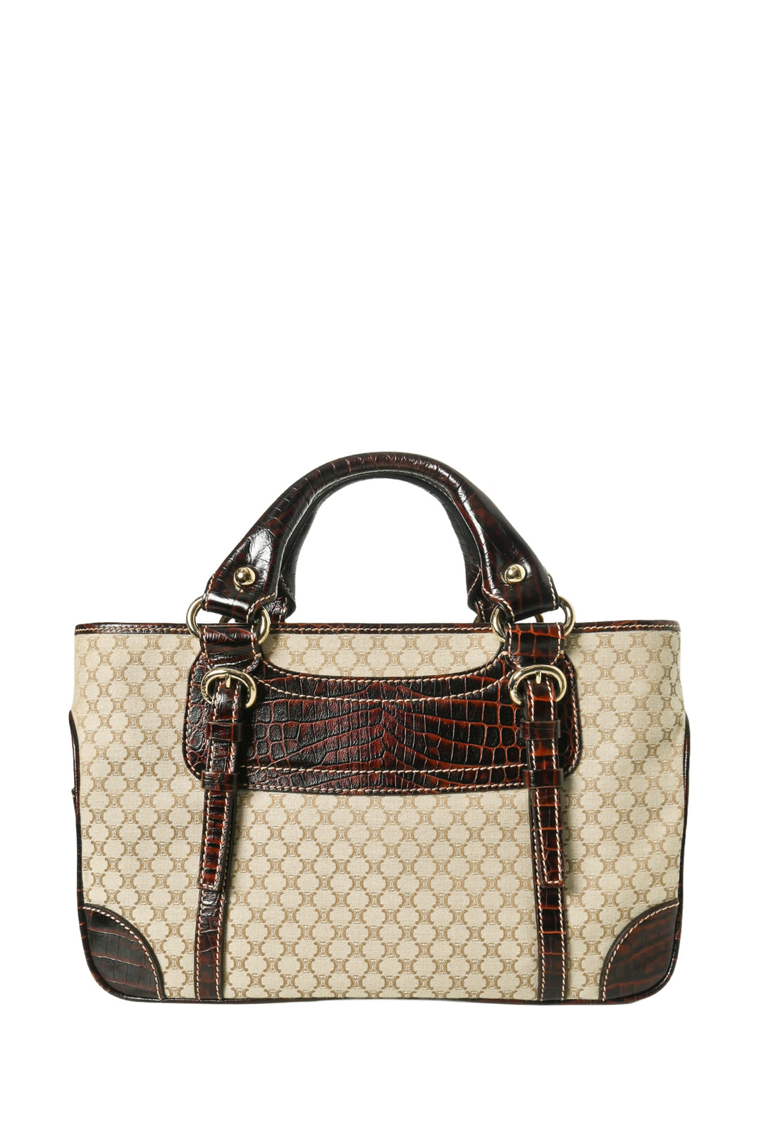 Celine 2007 Macadam Canvas & Embossed Leather Boogie Tote