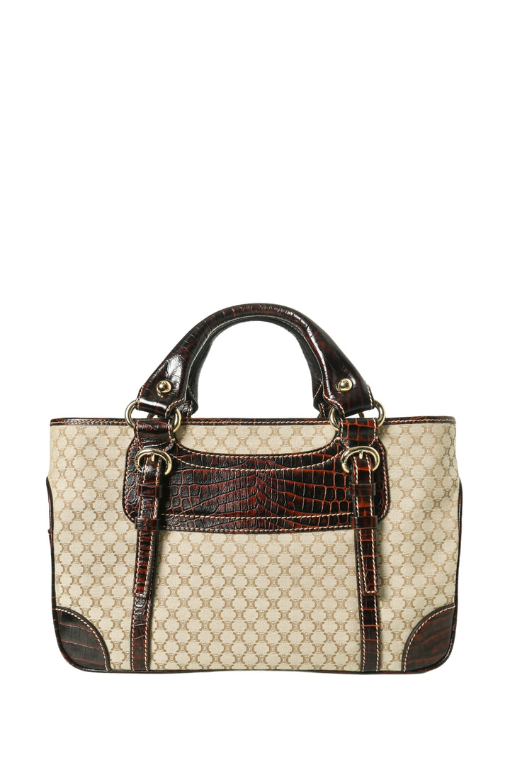 Celine 2007 Macadam Canvas & Embossed Leather Boogie Tote