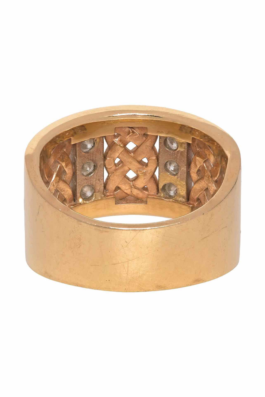14K Yellow Gold & White Gold Diamond Celtic Knot Design Size 7.5 Ring