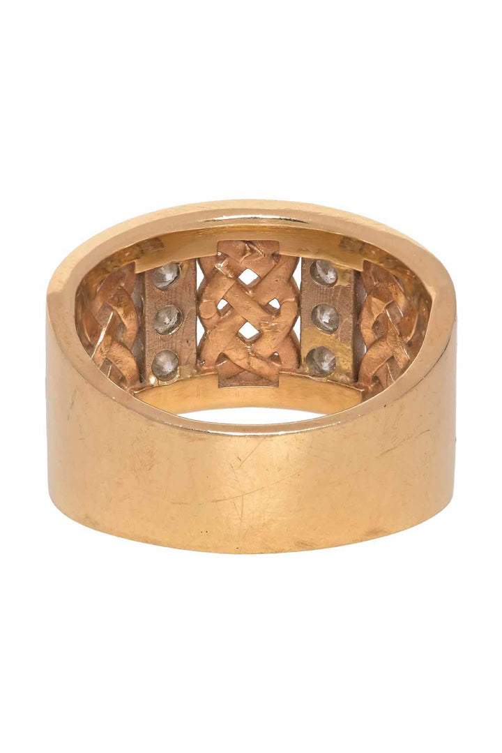 14K Yellow Gold & White Gold Diamond Celtic Knot Design Size 7.5 Ring