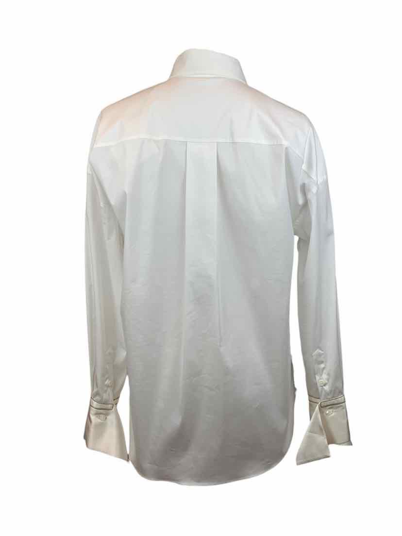 Brunello Cucinelli Size XS White Blouse w/ silk embellished cuffs