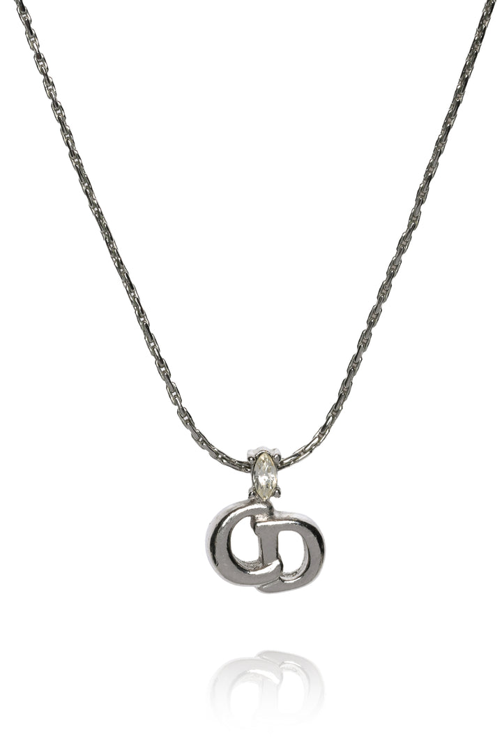 Dior Vintage CD & Crystal Pendant Necklace