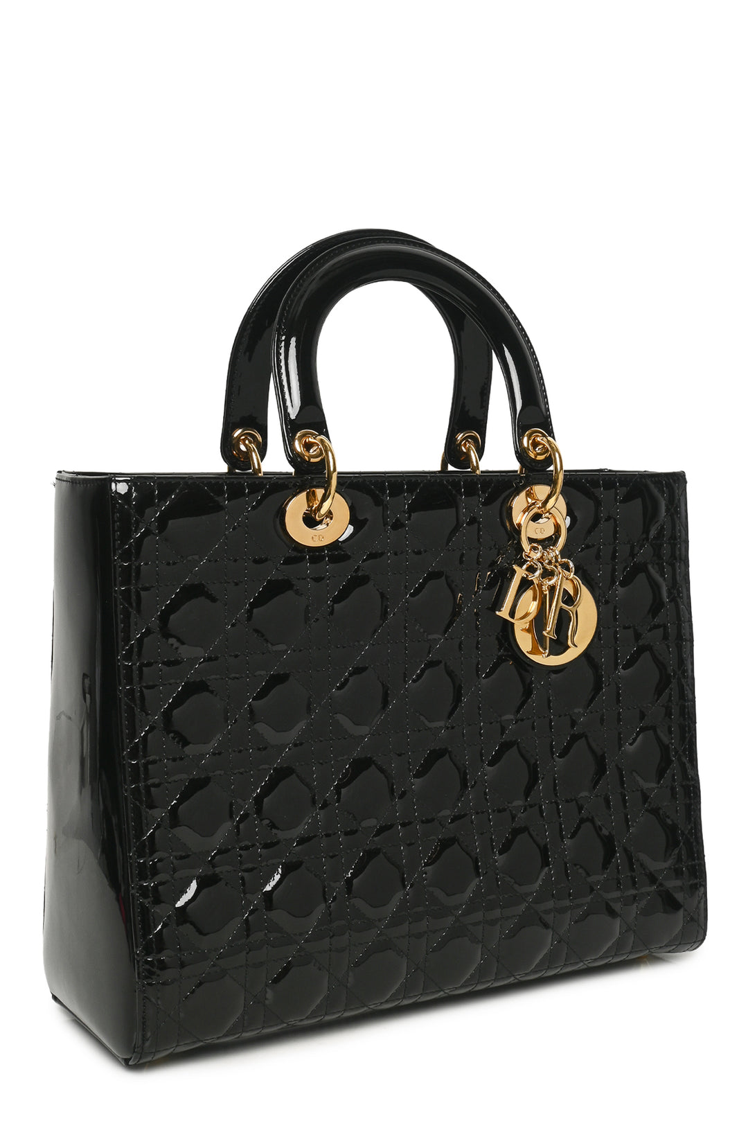 Dior 2012 Cannage Patent Leather Large Lady Dior Tote