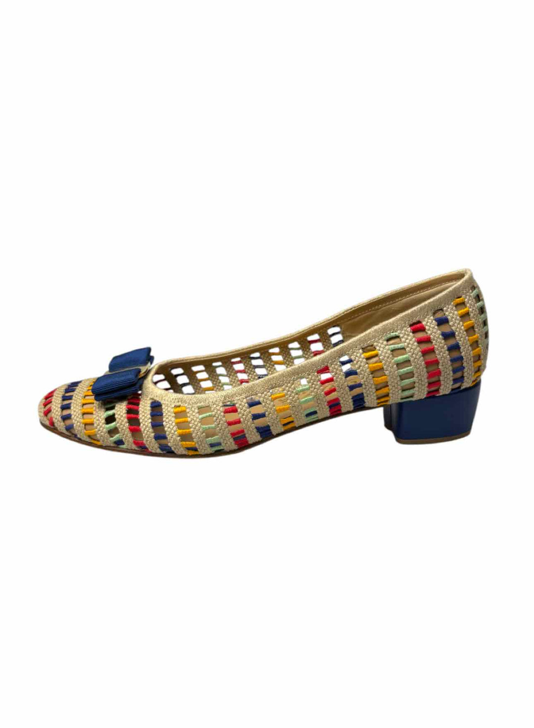 Ferragamo Size 8.5 Vara Crochet Knit Pumps