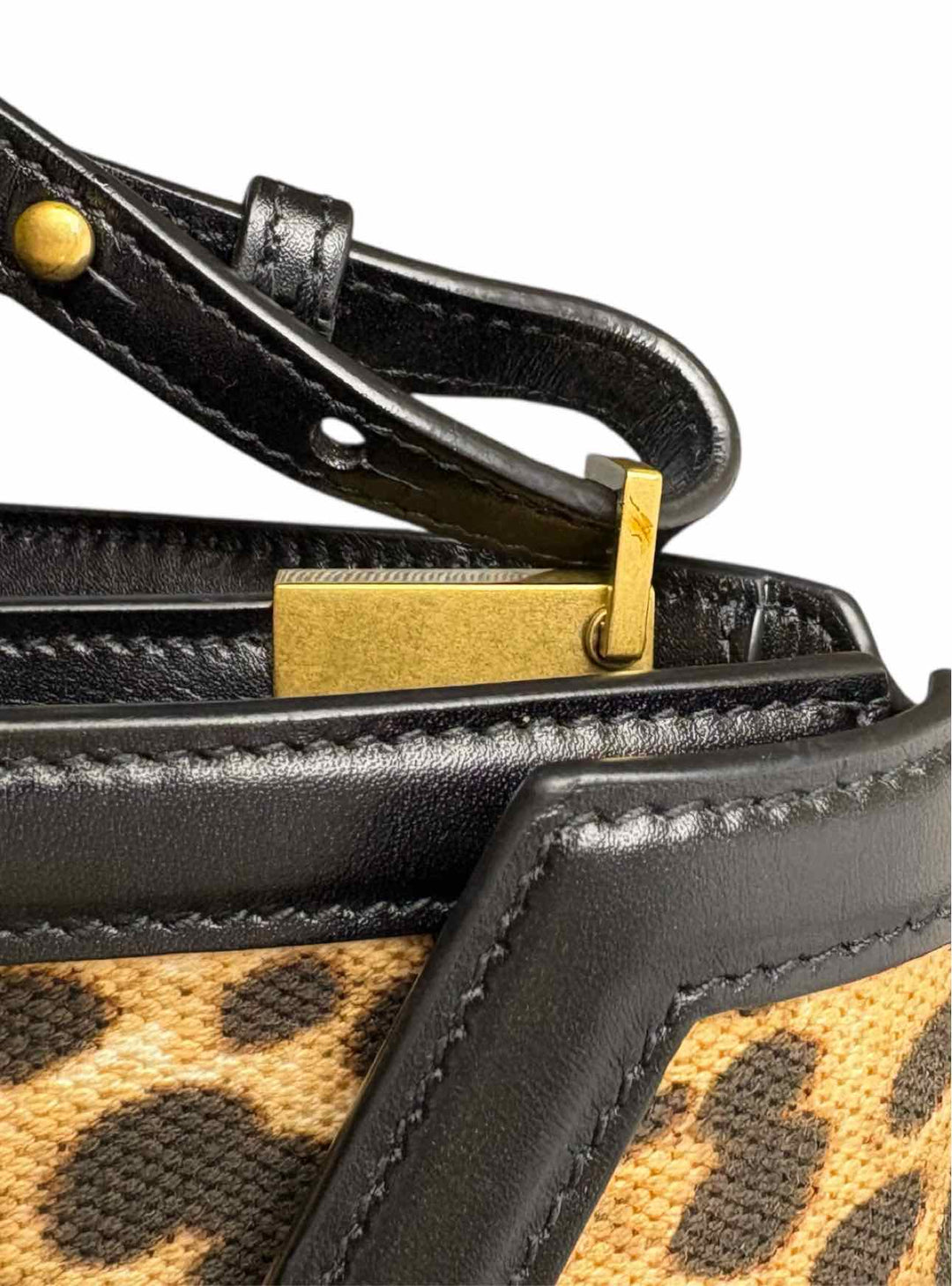 Saint Laurent Cassandra Mini Leopard Print Canvas w/Leather Purse