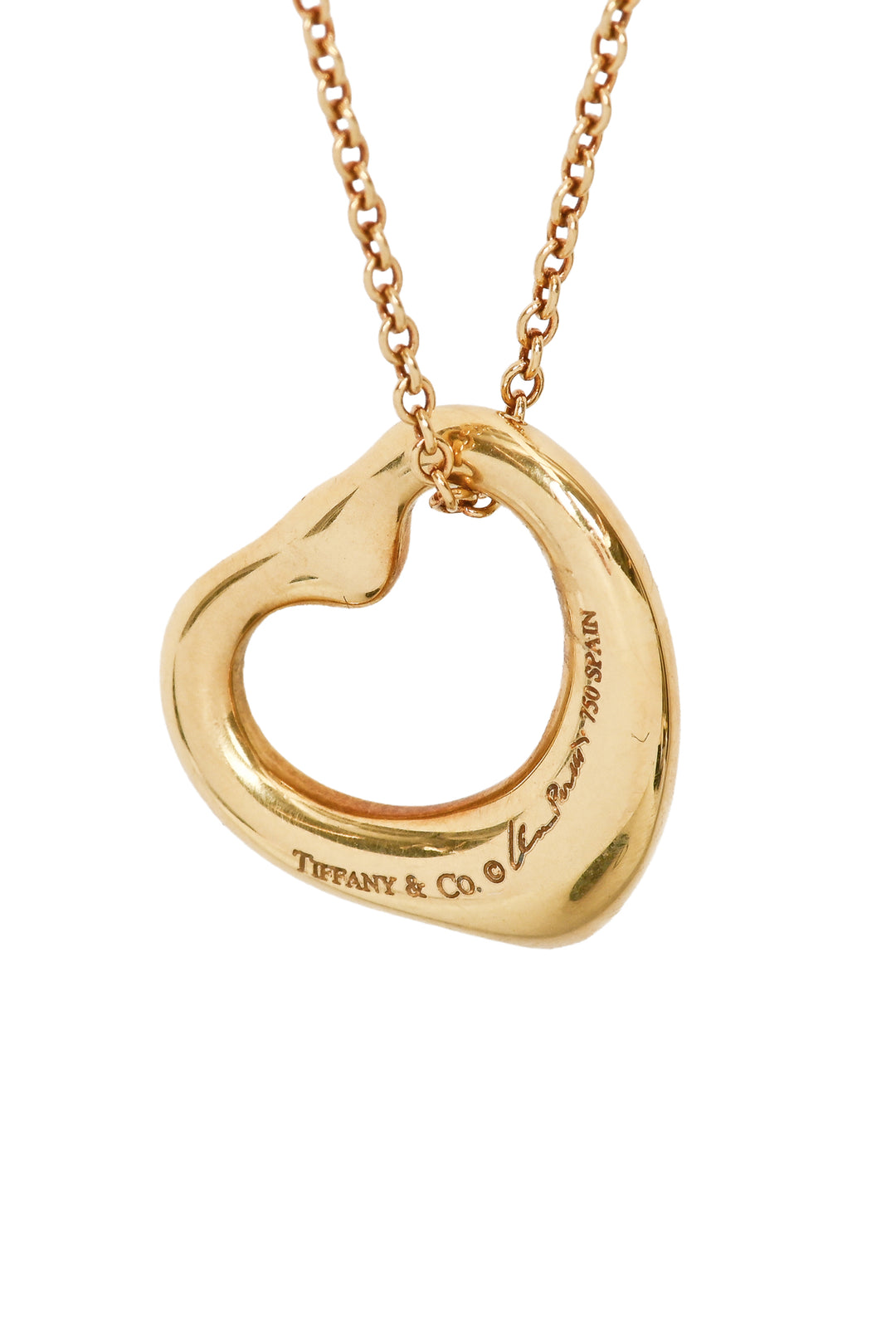 Tiffany & Co x Elsa Peretti 18K Yellow Gold 1 Diamond Open Heart Necklace