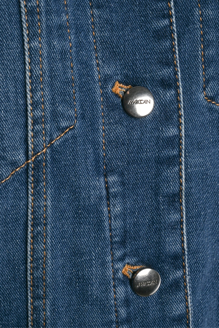 Marccain Size 2 Leopard Stud Embellished Denim Jacket