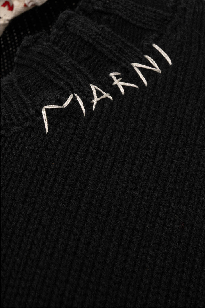 Marni Size 48 Cropped Distressed Sweater