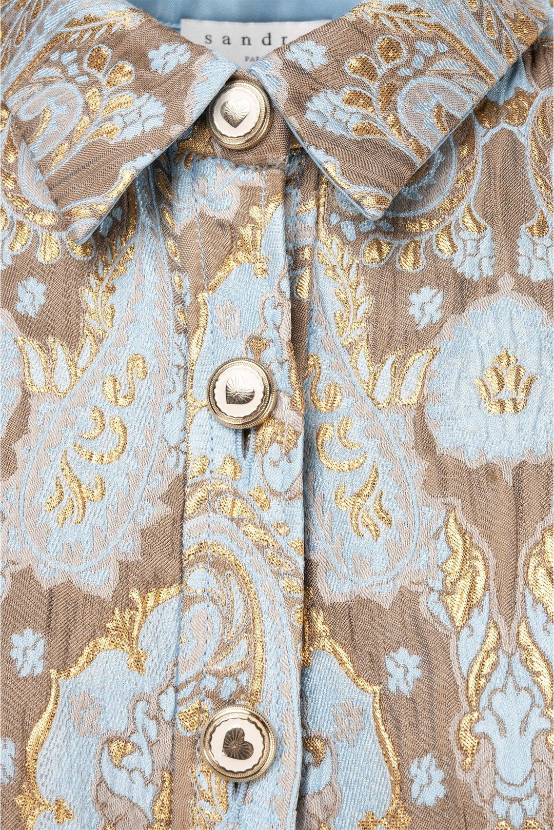 Sandro Size 36 Orlan Metallic Jacquard Puff Sleeve Dress