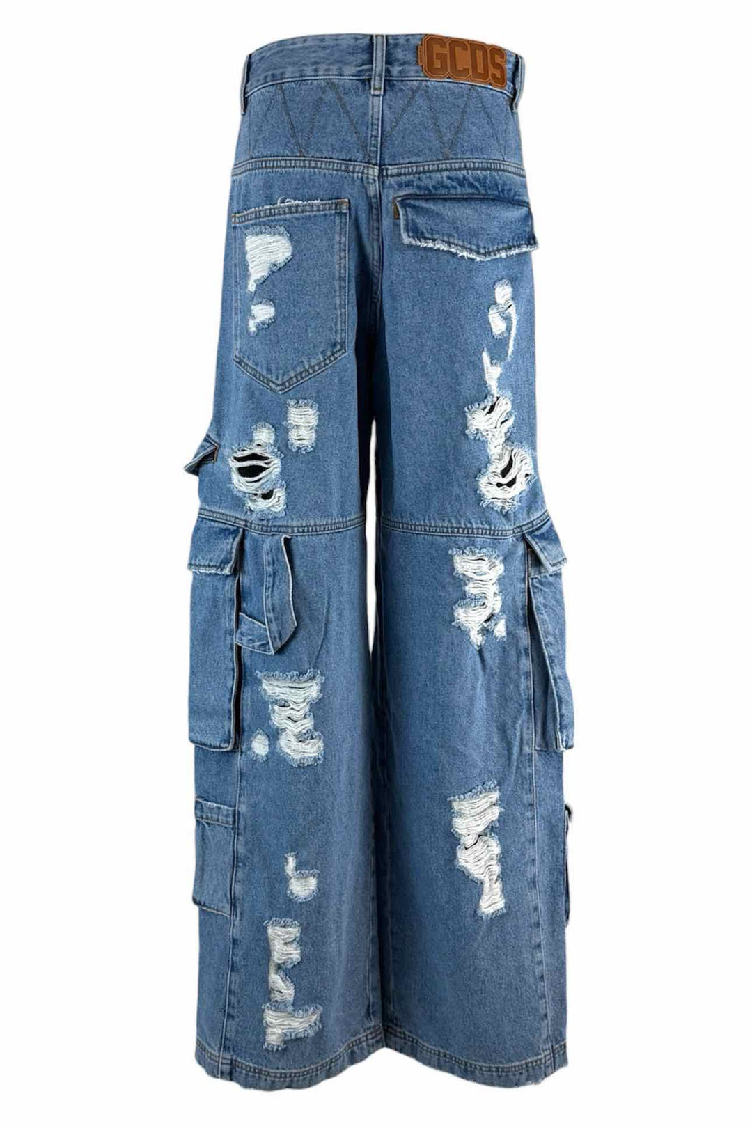 GCDS Size 31 Distressed Wide Leg Jeans