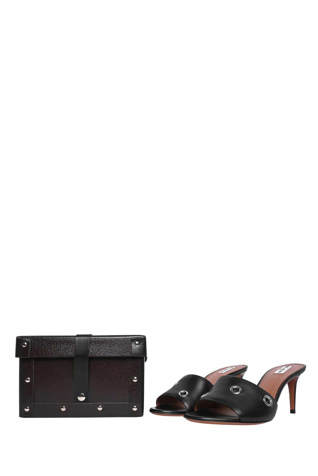 Alaia Size 38.5 Oeillets Grommets Leather Sandals