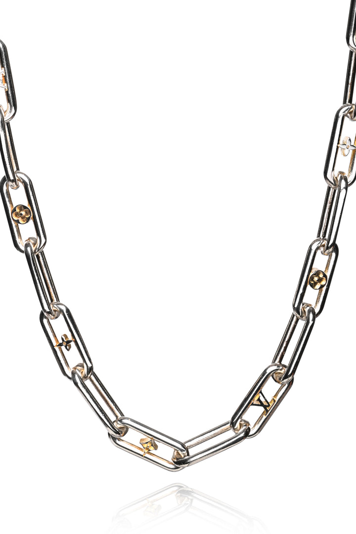 Louis Vuitton Logo Chain Silver Necklace