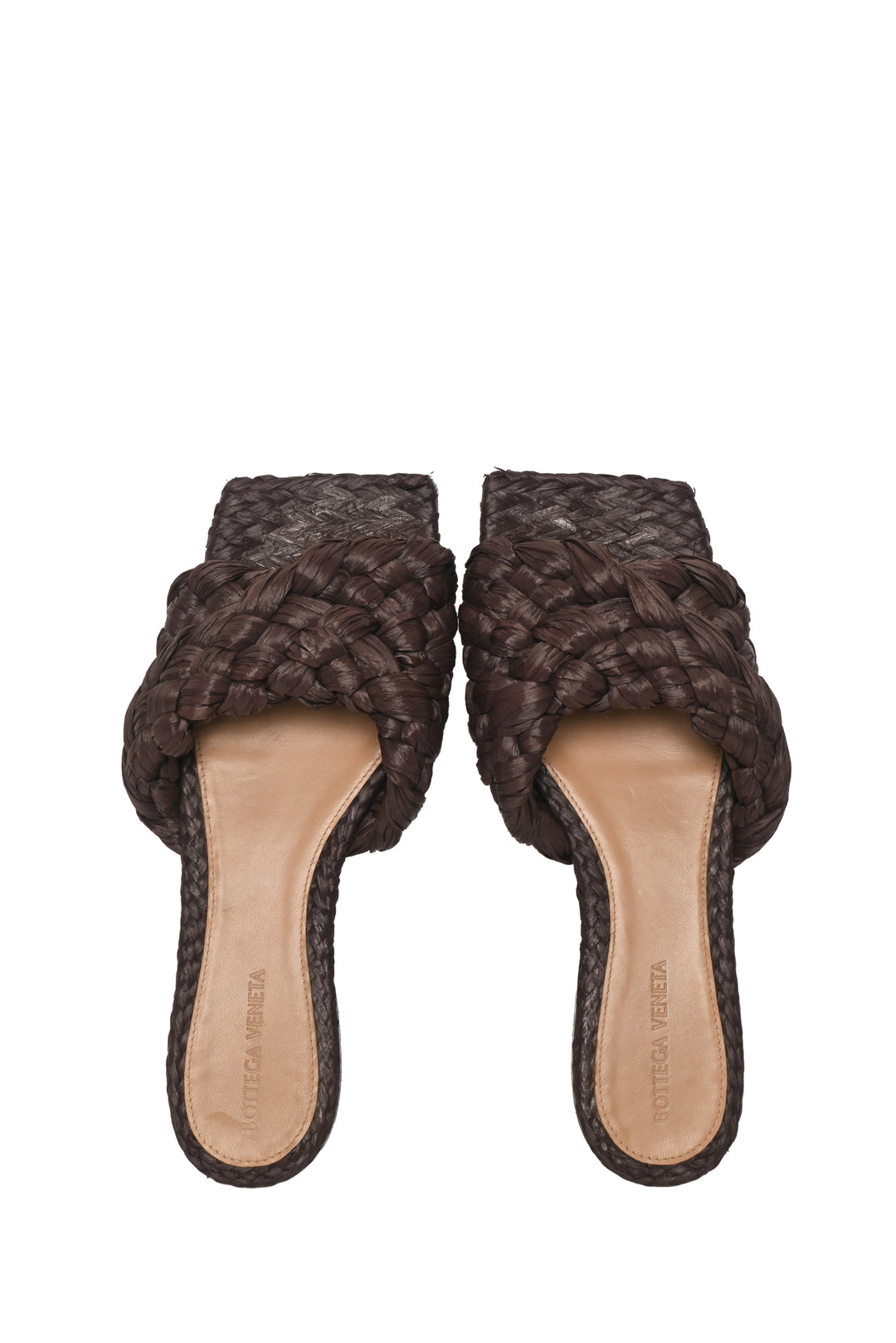 Bottega Veneta Size 38 Woven Raffia Flat Sandals
