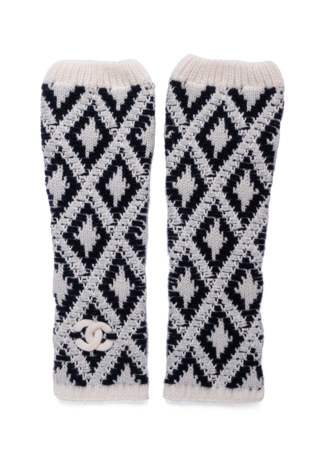 Chanel Cashmere Blend CC Beanie Hat and Arm Warmers Set