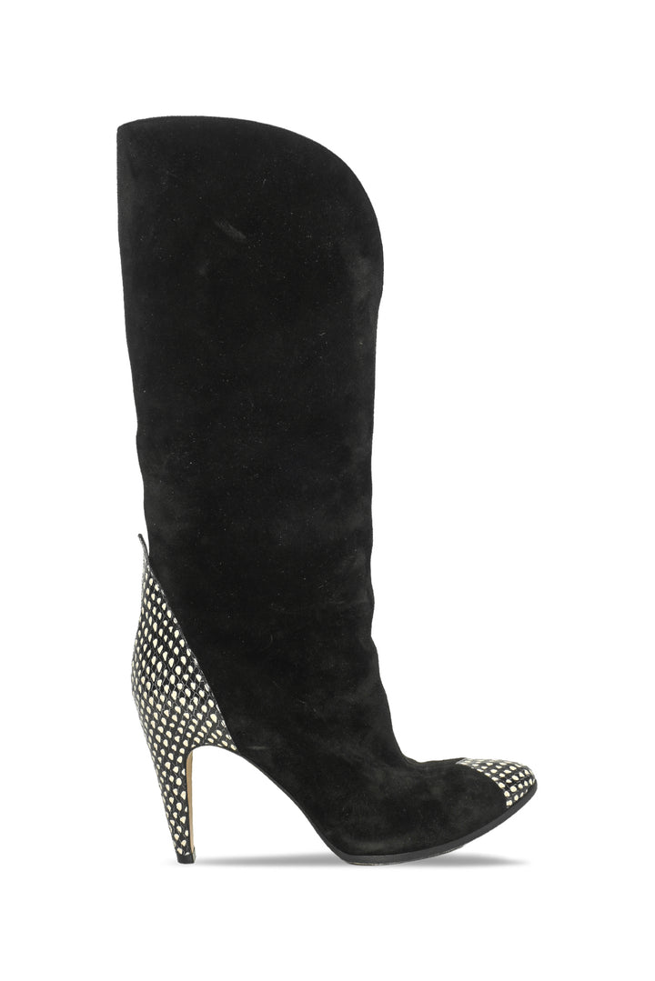 Givenchy Size 40 Snakeskin Trim Suede Boots