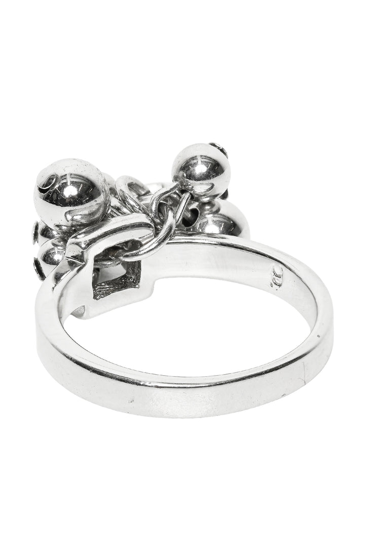 Christian Dior Size 6 Beaded 'D' Logo Charm Ring