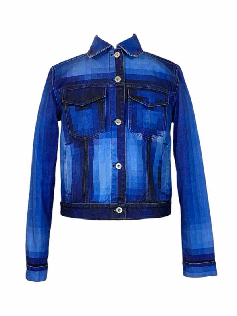 Loewe Size 36 Men's Geometric Paint Print Denim Jacket
