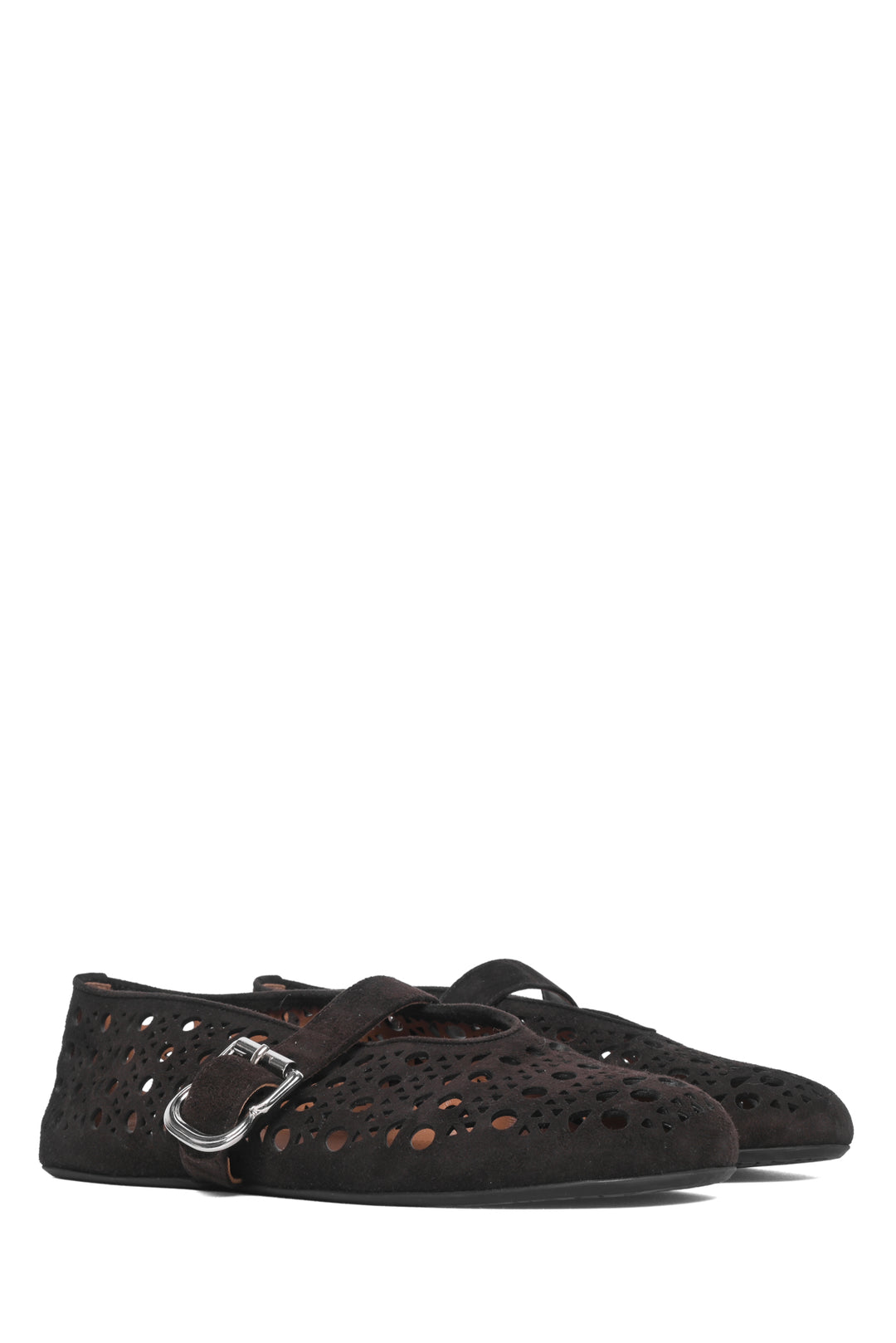 Alaia Size 38.5 Laser-cut Suede Ballet Flats