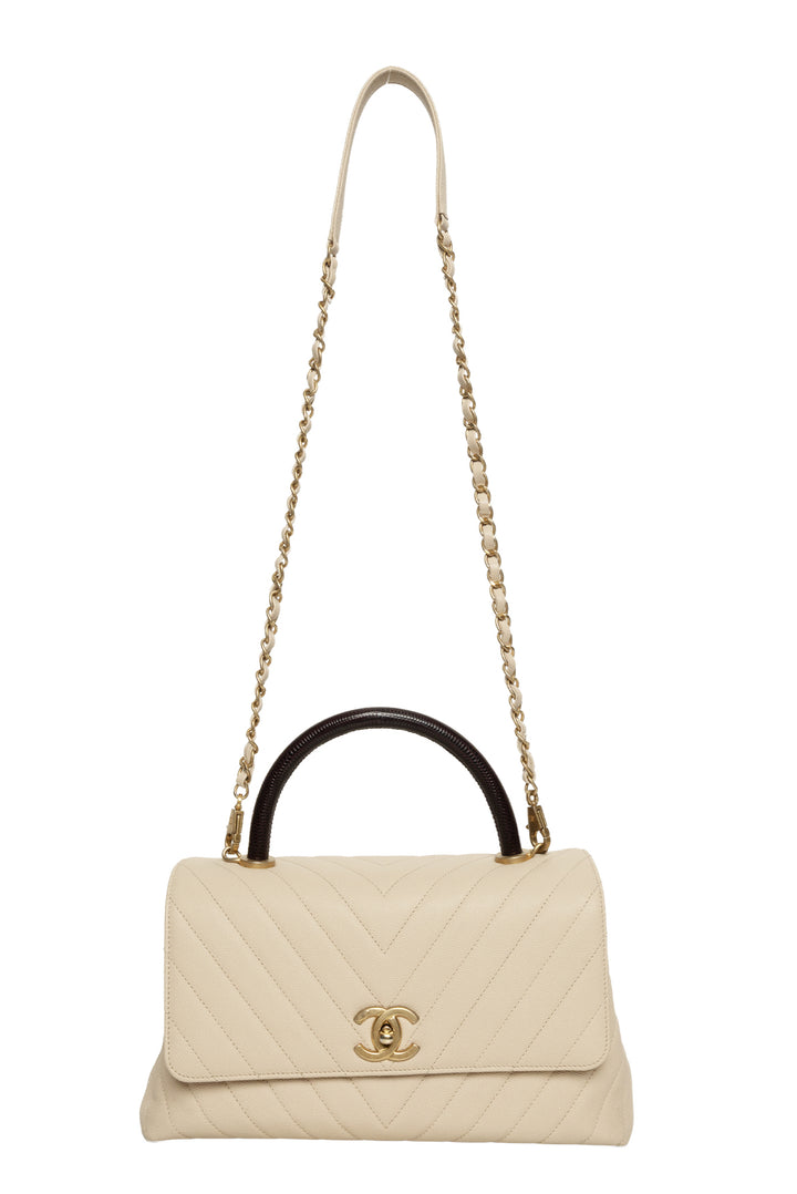 Chanel 2019 Medium Coco Lizard Top Handle Flap Bag