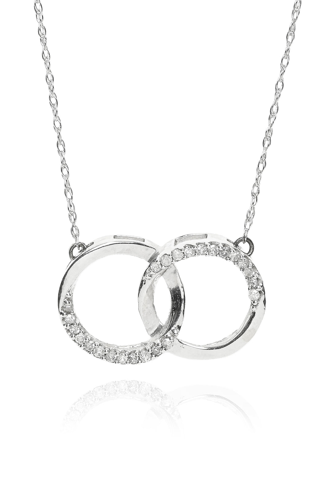 Peoples 10K White Gold & Diamonds Interlocking Circles Necklace