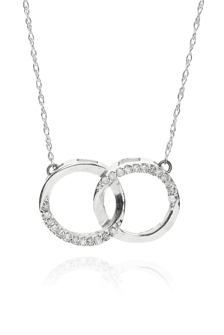 Peoples 10K White Gold & Diamonds Interlocking Circles Necklace