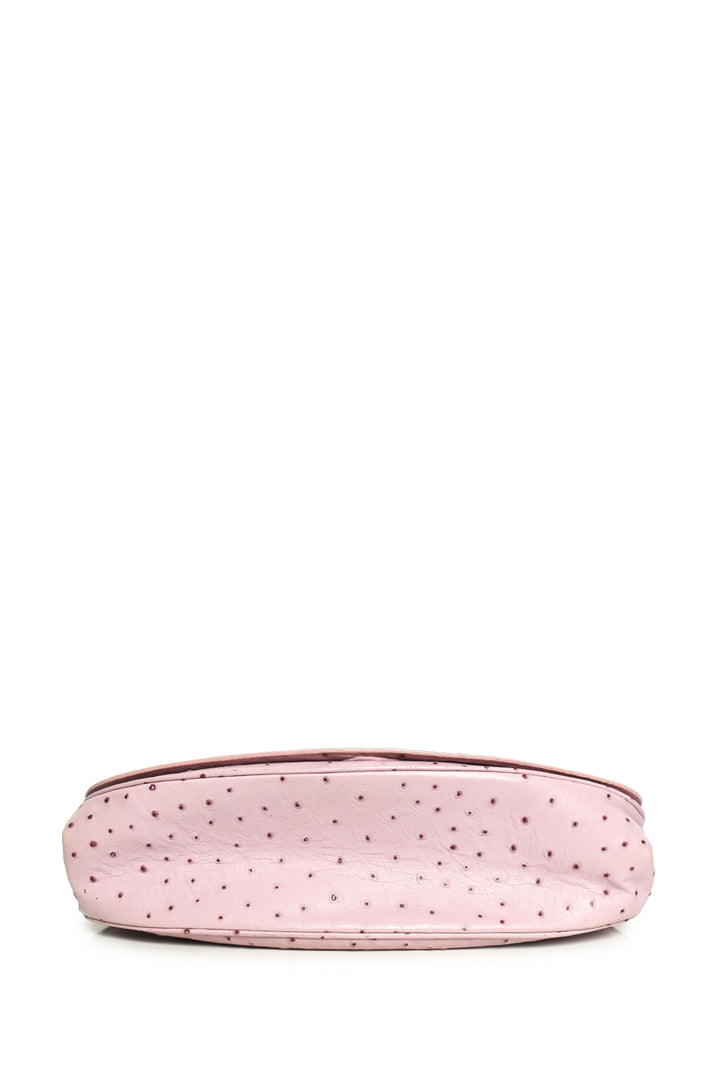 Escada Ostrich Leather Flap Shoulder Bag