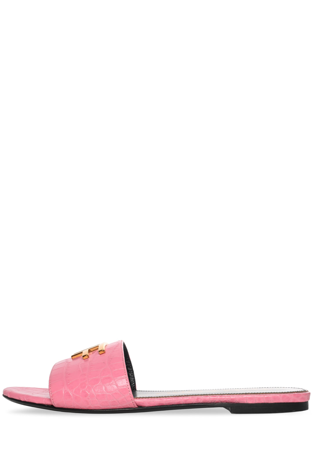 Tom Ford Size 38 Croc-Embossed Logo Slides