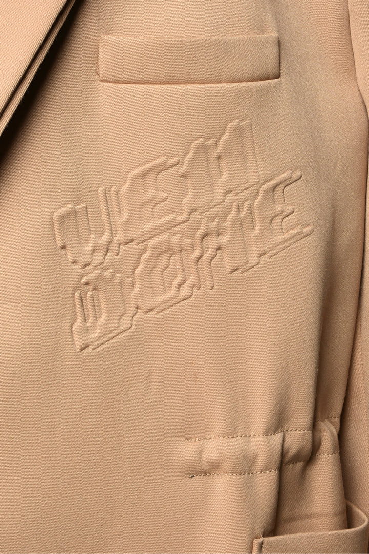 Welldone Size L Embossed Logo Cinched Waist Blazer