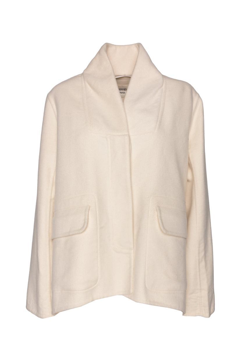 Hermes Size 40 Boxy Cashmere Button-Up Jacket