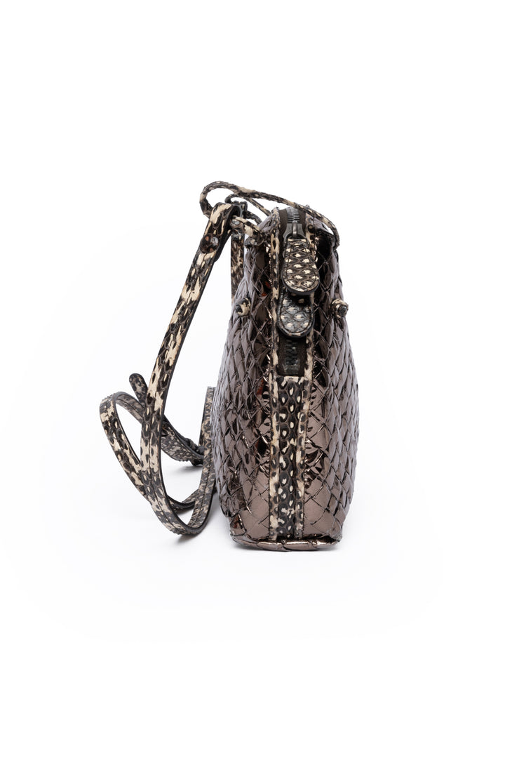 Bottega Veneta Metallic Ayers Intrecciato Nodini Crossbody