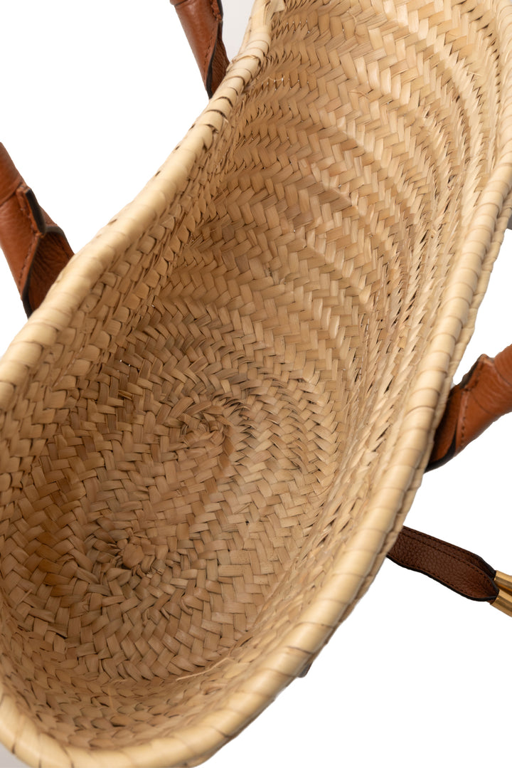 Chloe Raffia Calfskin Medium Marcie Basket Tote
