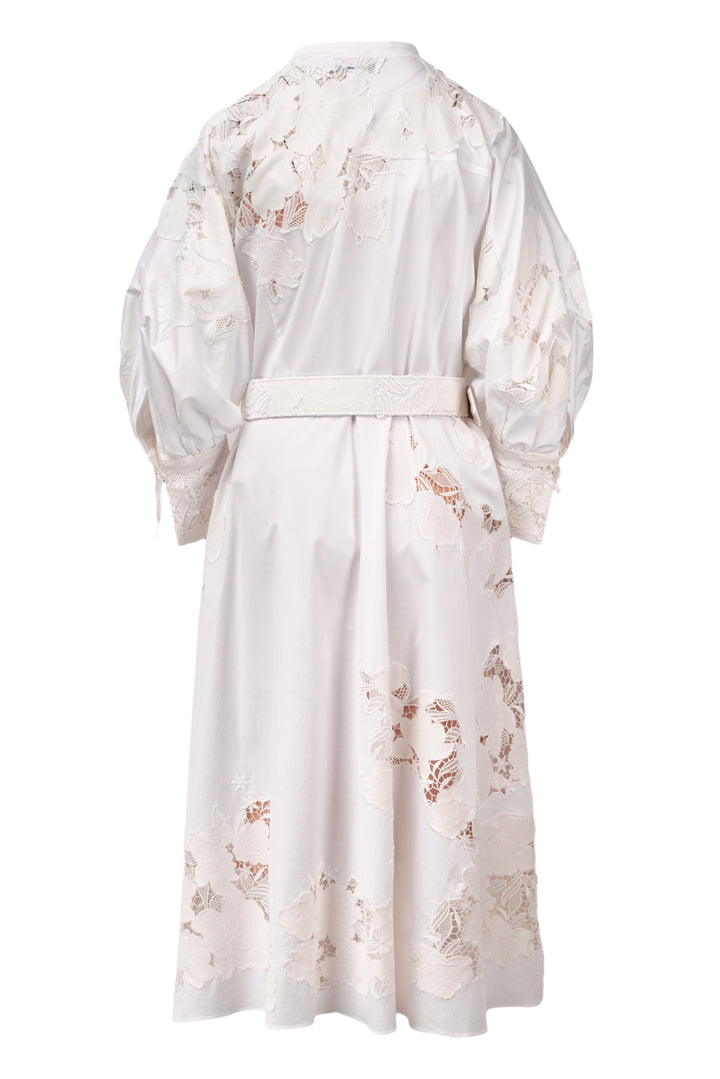 Oscar De La Renta Size 16 Floral Eyelet Belted Maxi Dress