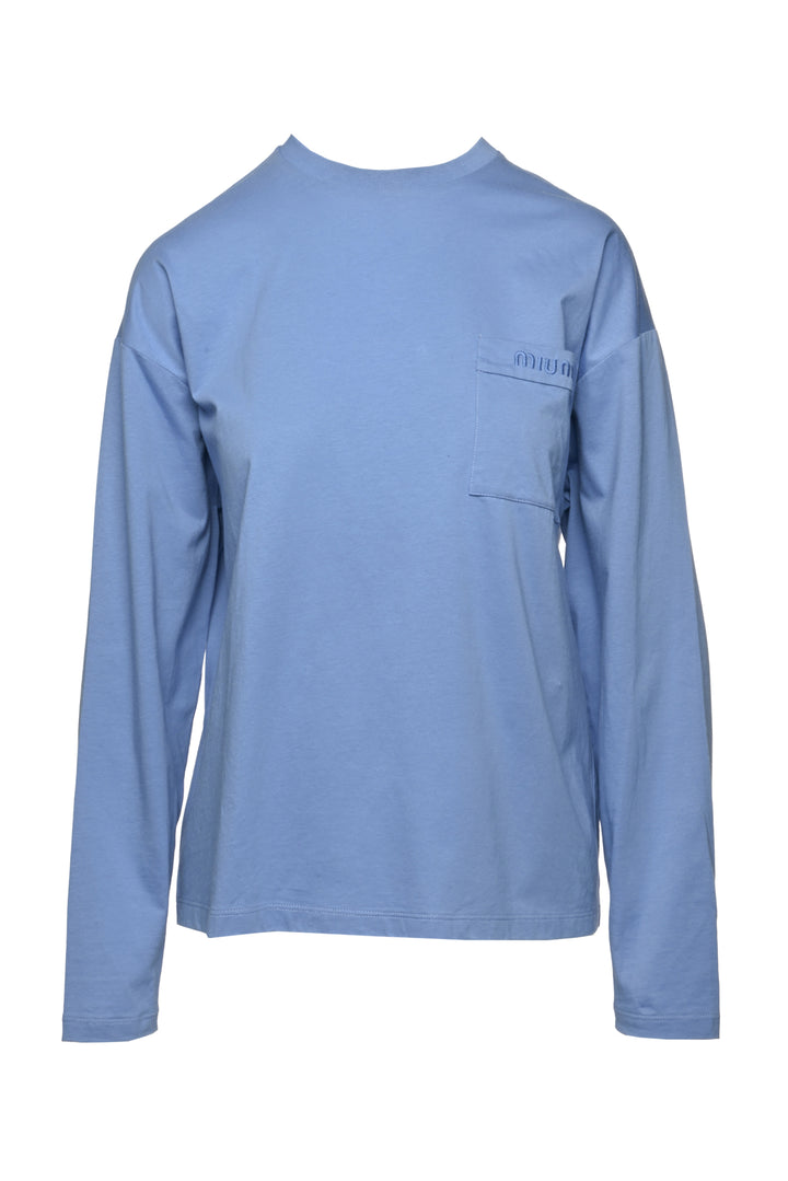 Miu Miu Size XS/S Pocket Embroidered Logo Long Sleeve T-Shirt