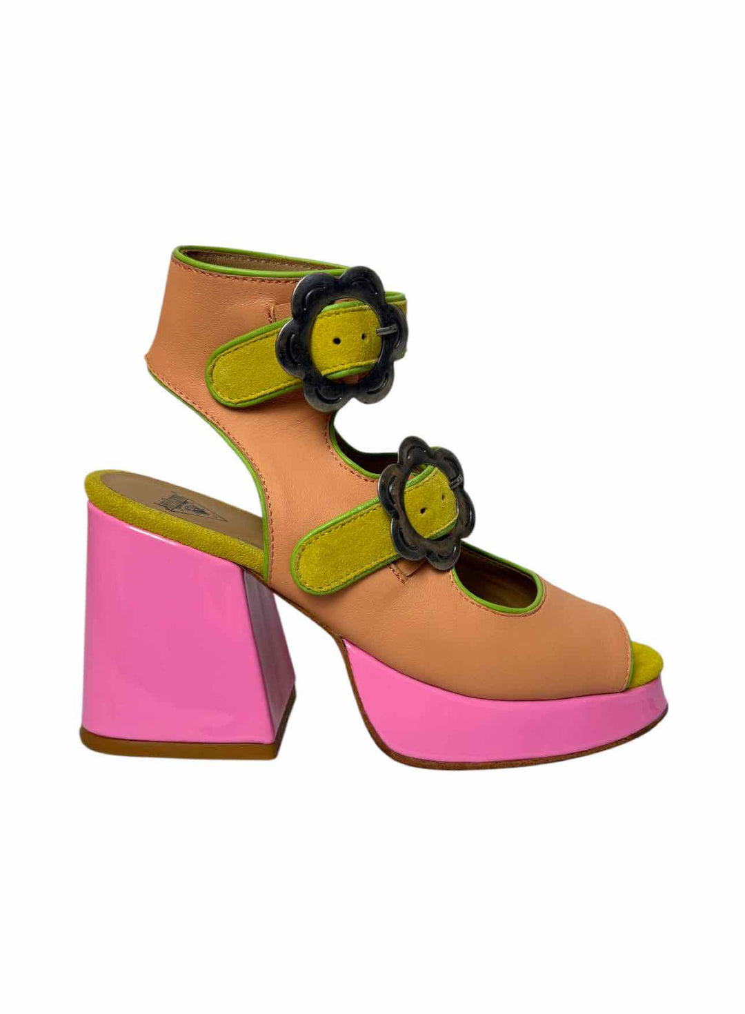 John Fluevog Size 8 Picnic Charleson Multi Floral Buckle Sandals