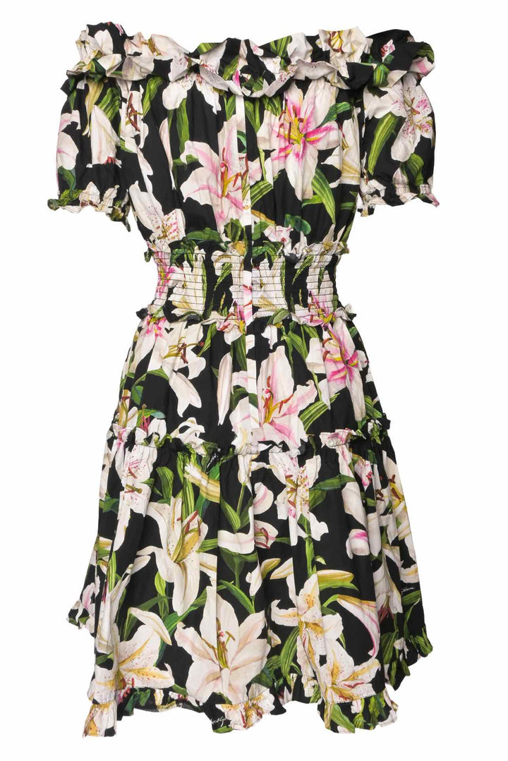 Dolce & Gabbana Size 40 Off The Shoulder Floral Print Dress