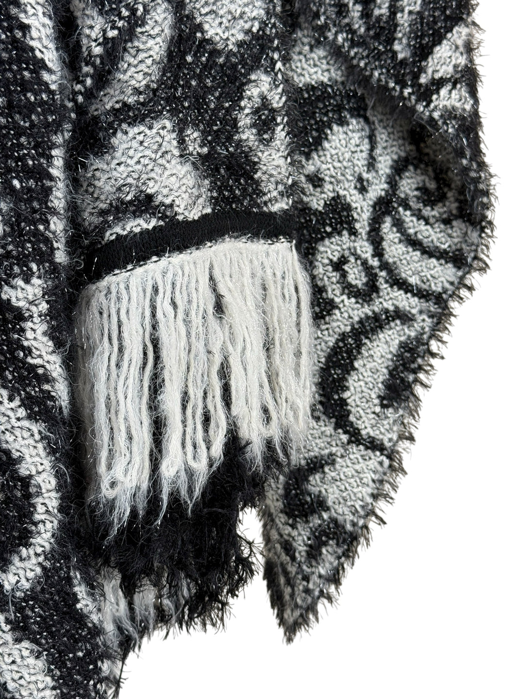 St. John Fringe & Print Knit Shawl